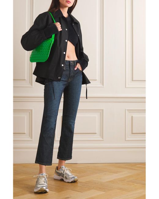 R13 Blue Kick Fit Cropped High-Rise Flared Jeans