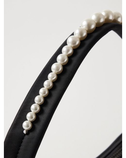 Simone Rocha Black Webbing-Trimmed Faux Pearl-Embellished Shell Shoulder Bag