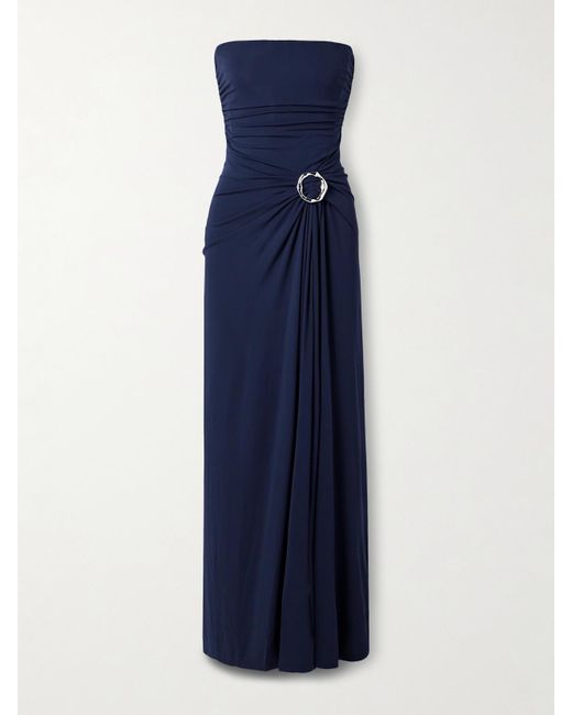 Jonathan Simkhai Blue Emma Robe Aus Jersey Mit Raffungen Und Verzierung