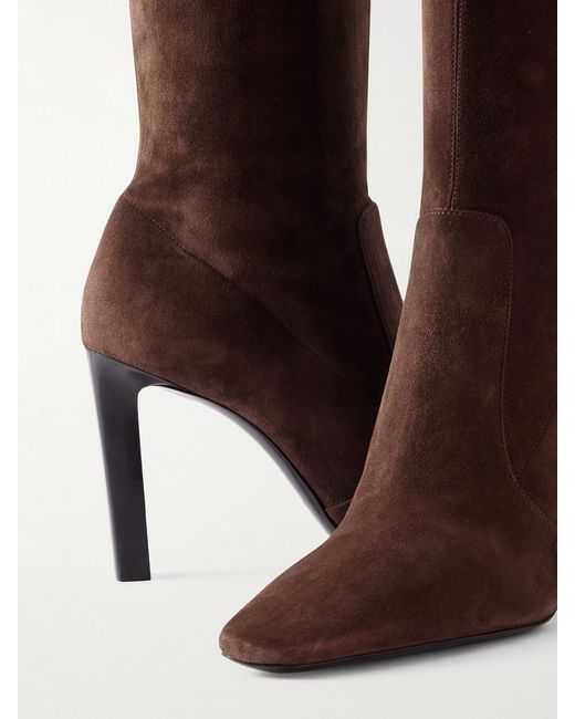 Saint Laurent Brown Francoise 95 Suede Knee Boots