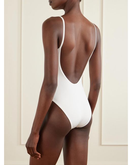 SARA CRISTINA White Pearl Cutout Ribbed Swimsuit