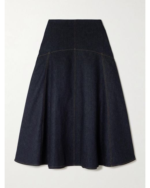 Jacquemus Blue Triangle De-Nîmes Midi-Jeansrock Mit Stickerei