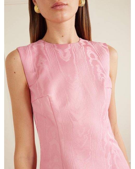 Emilia Wickstead Pink Mara Moire Midi Dress