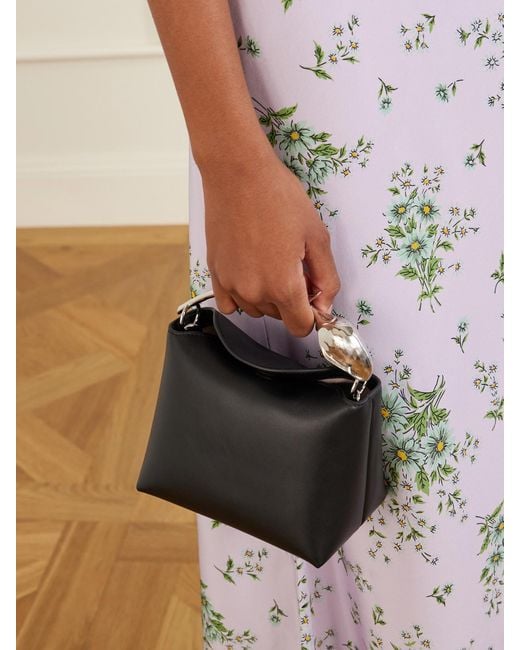 Erdem Black Bloom Mini Leather Clutch