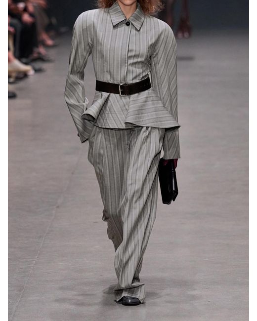 Stella McCartney Gray Striped Flared Wool Blazer