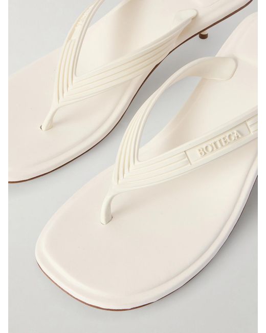 Bottega Veneta Natural Sampieri Thong Logo-Embossed Leather-Trimmed Rubber Sandals