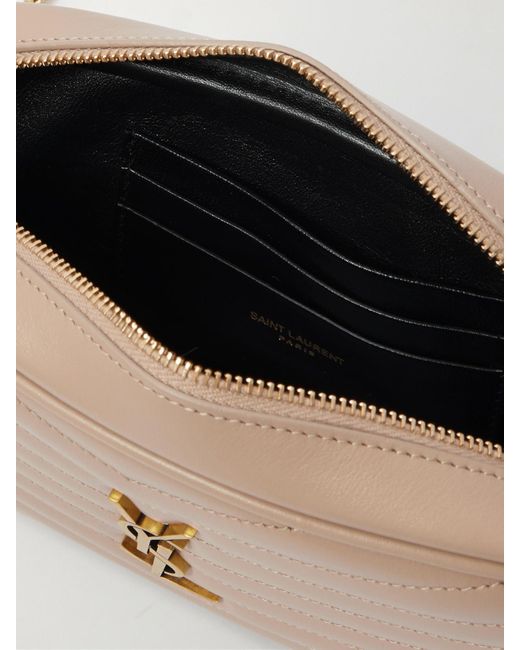 Saint Laurent Natural Lou Mini Schultertasche Aus Matelassé-Leder