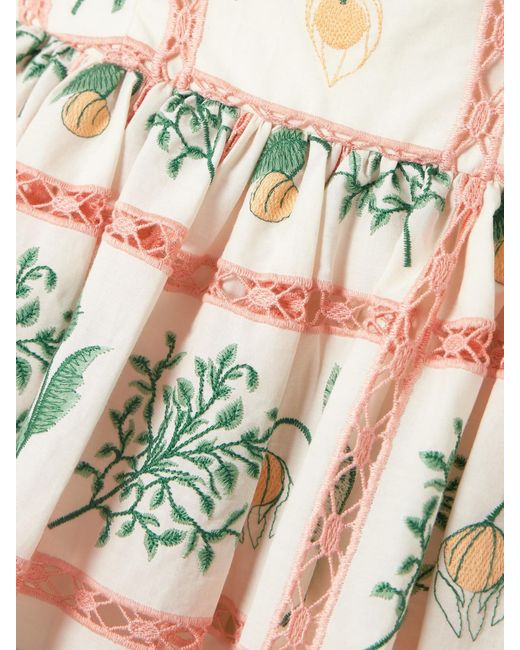 Agua Bendita White Barbara Minikleid Aus Baumwolle Mit Stickereien Und Rüschen