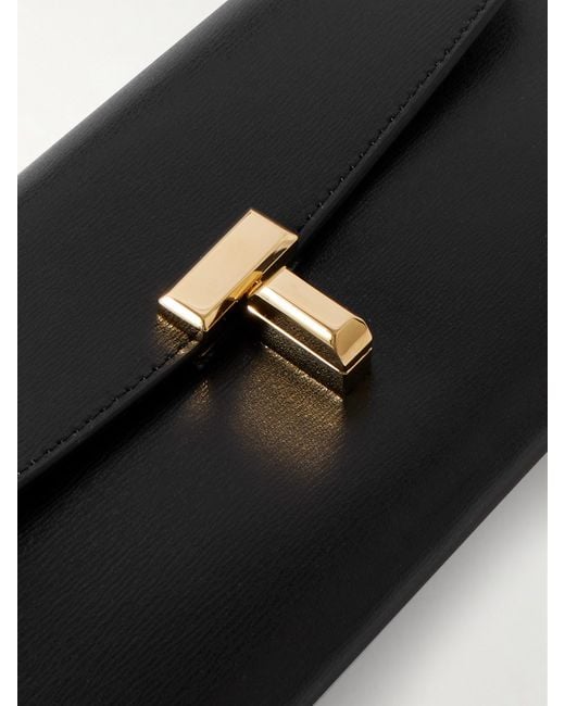 Totême  Black T-Lock Portemonnaie Aus Strukturiertem Leder