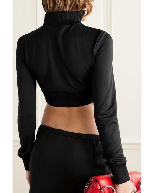 Courreges Black Cropped Ribbed Jersey Jacket