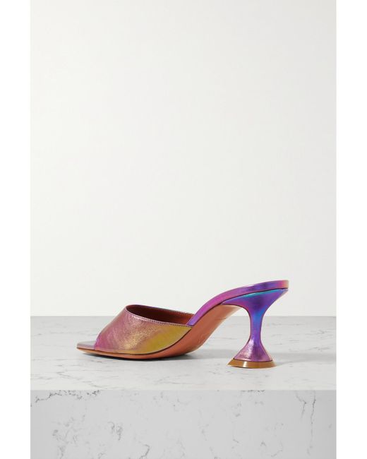 AMINA MUADDI Yellow Lupita Iridescent Leather Mules