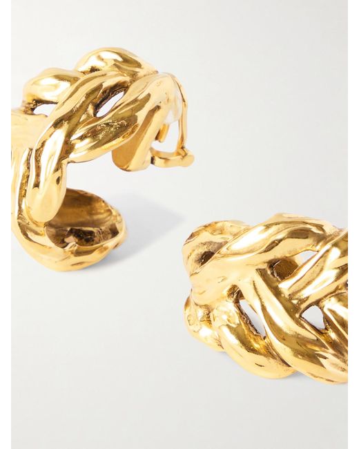 Saint Laurent Metallic Tone Clip Earrings
