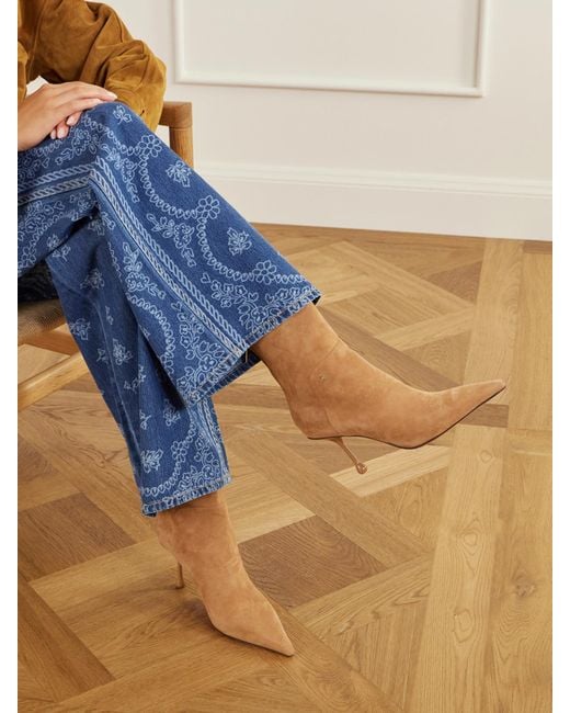 Jimmy Choo Brown Cycas 80 Logo-Embellished Suede Ankle Boots