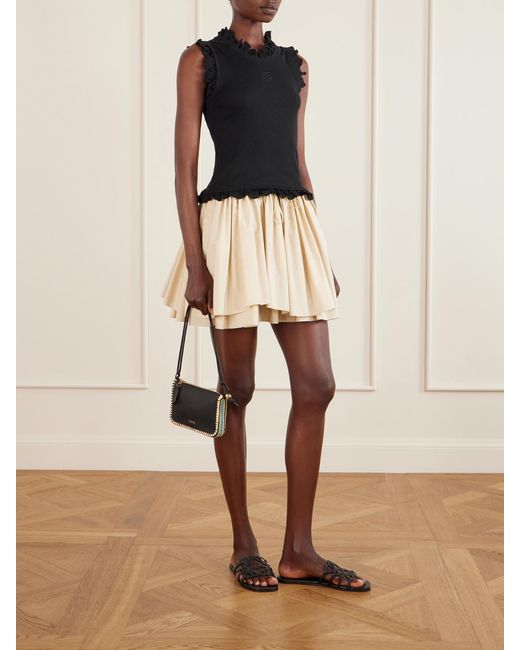 Loewe Black Paula's Ibiza Ruffled Cotton-Blend Tank Top