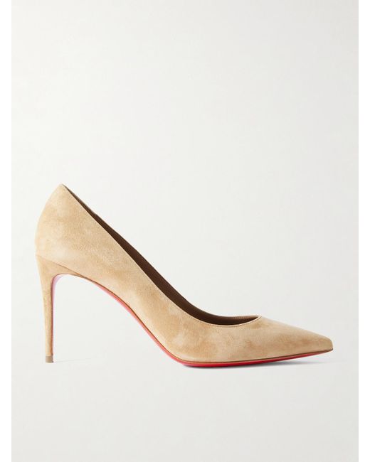 Christian Louboutin Natural Kate 85 Pumps Mit Spitzer Kappe Aus Veloursleder