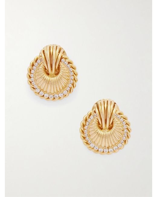 Alessandra Rich Metallic Goldfarbene Ohrclips Mit Kristallen