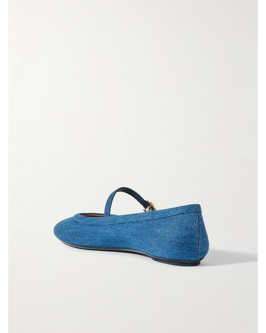 Gianvito Rossi Blue Carla Denim Mary Jane Ballet Flats