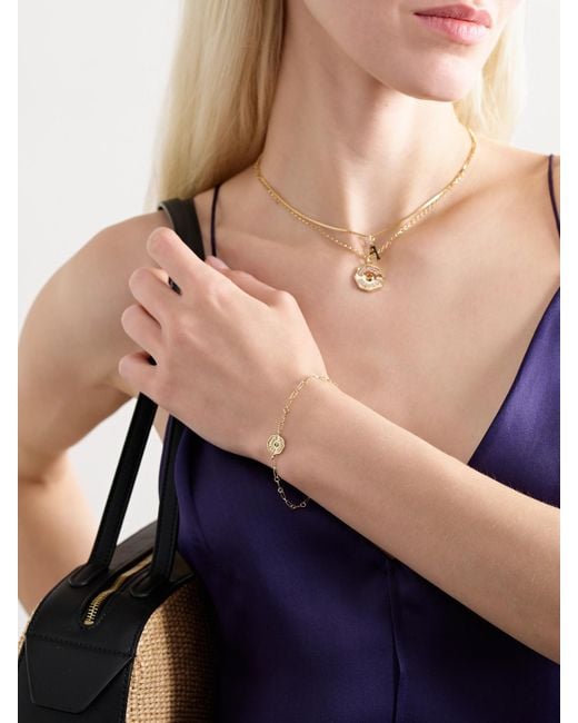 Marlo Laz Natural Wee Porte Bonheur Coin 14-Karat Emerald Bracelet