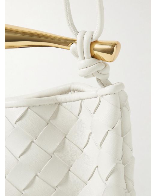 Bottega Veneta Natural Sardine Mini Intrecciato Leather Shoulder Bag