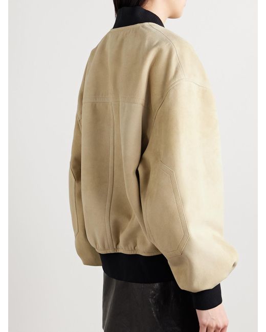 Khaite Natural Spence Suede Bomber Jacket