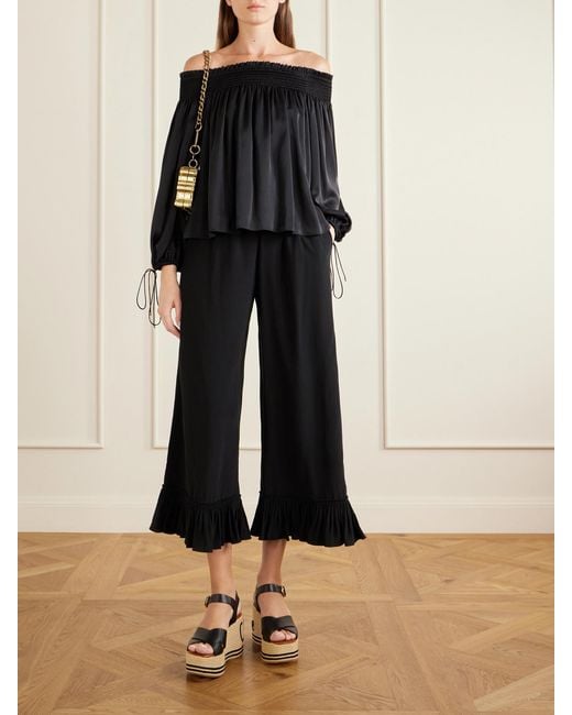 Chloé Natural Logo-Embroidered Leather Platform Sandals