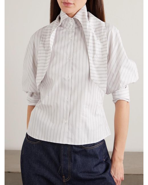 Kallmeyer White Lilette Striped Cotton-Poplin Shirt