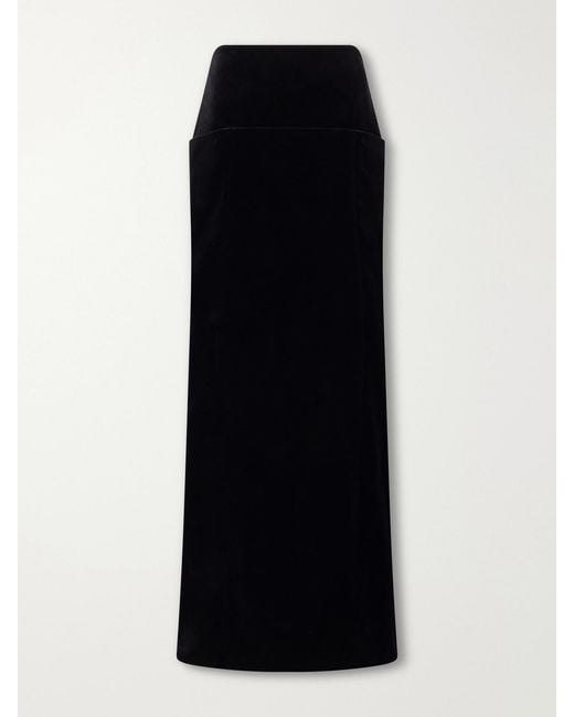 Alaïa Black Cotton-Velvet Midi Skirt