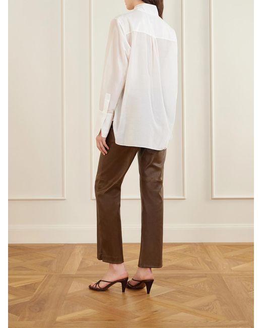 Twp Natural The Quiet Type Pussy-Bow Cotton And Silk-Blend Shirt