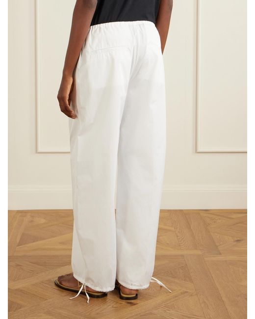 Totême White Drawstring Cotton Wide-Leg Balloon Pants