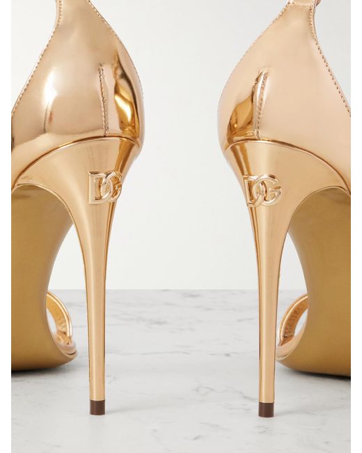 Dolce & Gabbana White Mirrored-Leather Sandals