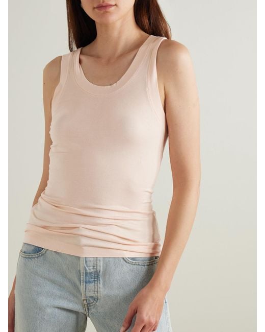 Norma Kamali Pink Racer Tanktop Aus Stretch-Jersey
