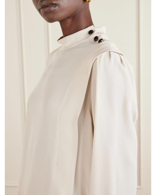 Isabel Marant Natural Felissa Pleated Satin-Crepe Blouse