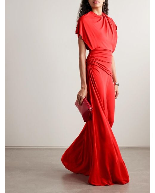 La Ligne Red Maxikleid Aus Jersey Mit Raffungen