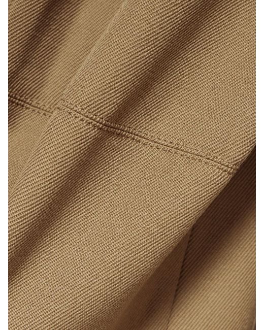 Victoria Beckham Natural Wool-Drill Wide-Leg Pants