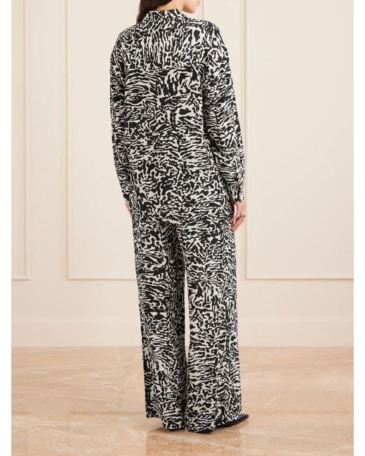 Ulla Johnson Black Soren Zebra-Print Silk Crepe De Chine Shirt