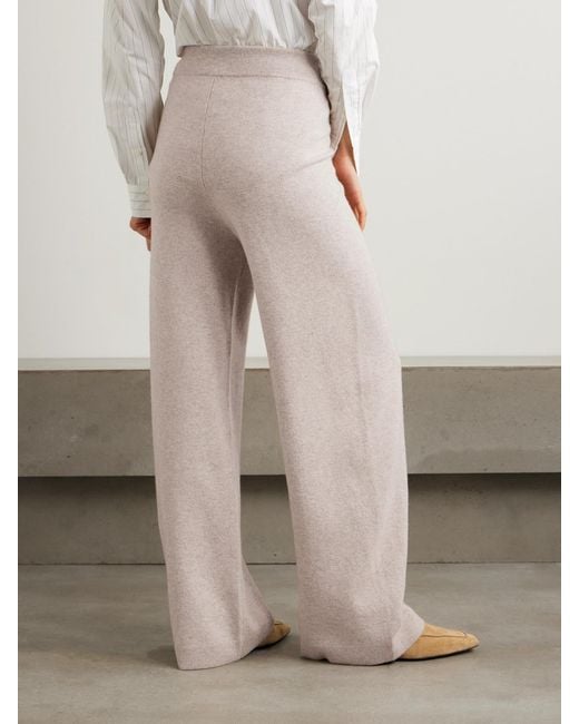 Veronica Beard Natural Jenkins Merino Wool And Cashmere Wide-Leg Pants