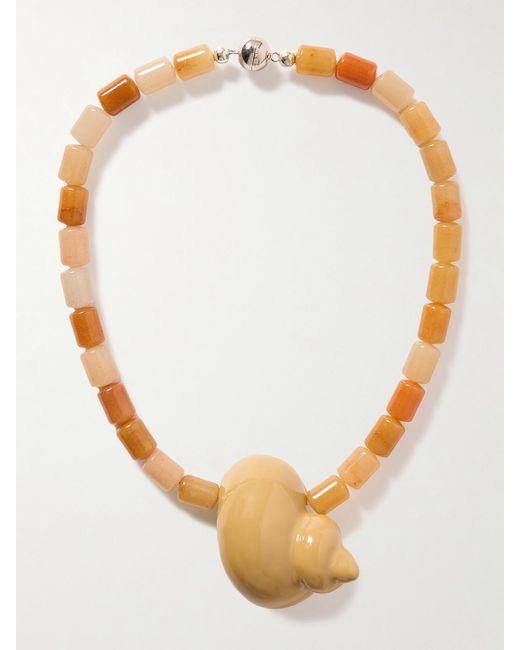 Julietta Yellow Mykonos Rhodinierte Kette Mit Emaille Und Jade