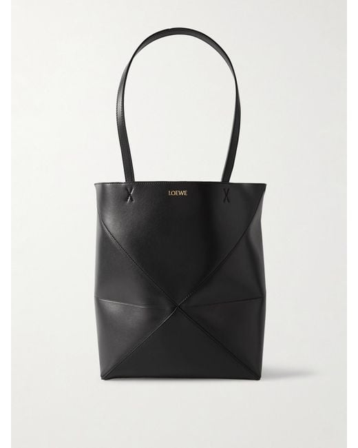 Loewe Black Puzzle Fold Convertible Medium Leather Tote