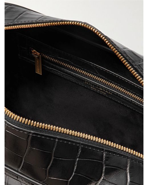 Nili Lotan Black Jaclyn Croc-Effect Leather Tote