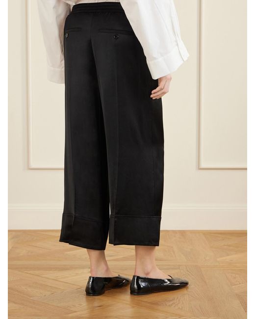 Totême Black Drawstring Wide-Leg Satin Pants