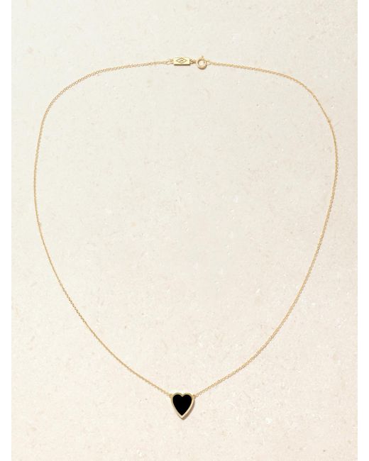 Jennifer Meyer White Mini Heart 18-Karat Onyx Necklace