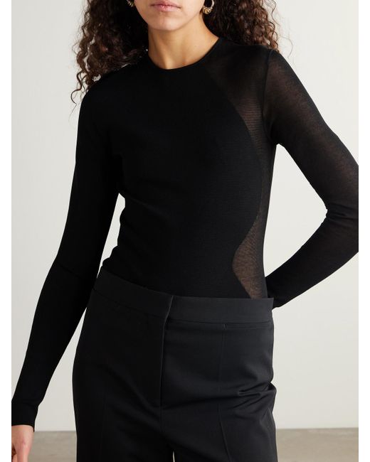 Stella McCartney Black Miracle Stretch-Knit And Cotton-Blend Bodysuit