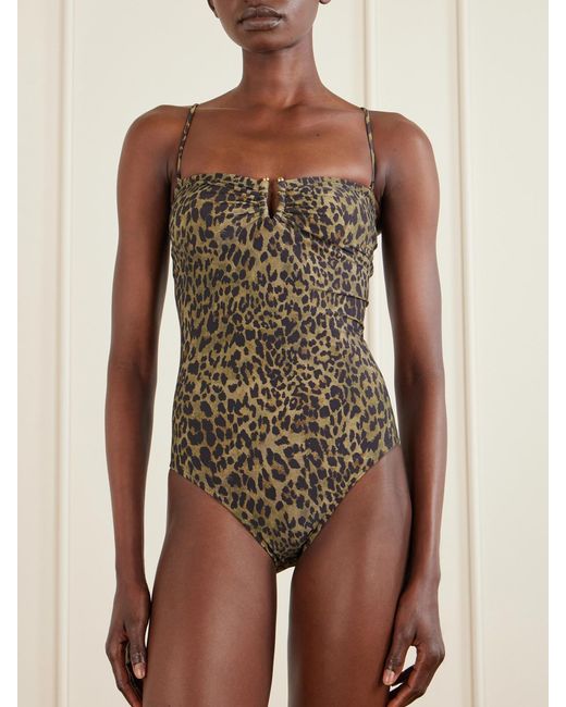 Nili Lotan Multicolor Embellished Leopard-Print Swimsuit