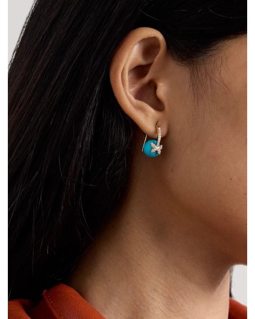 Sydney Evan Blue Butterfly 14-Karat, And Diamond Earrings