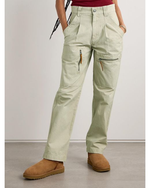 Isabel Marant White Kanna Pleated Cotton-Canvas Straight-Leg Cargo Pants