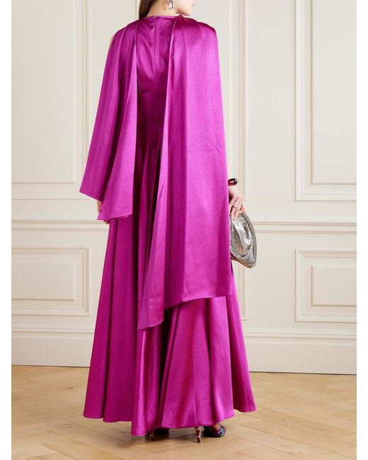 Solace London Pink Emelia Hammered-Satin Gown