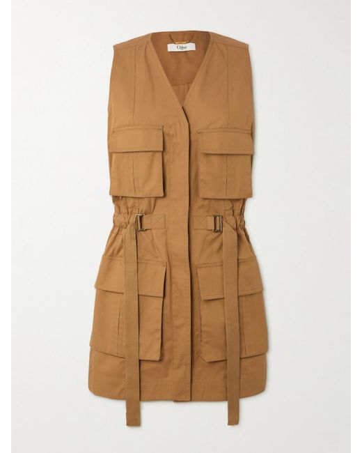Chloé Natural Buckled Cotton-Twill Vest