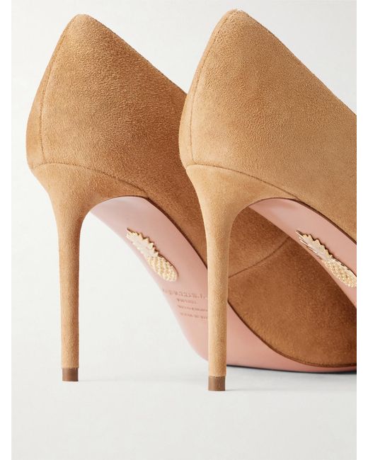 Aquazzura White Purist 85 Suede Pumps