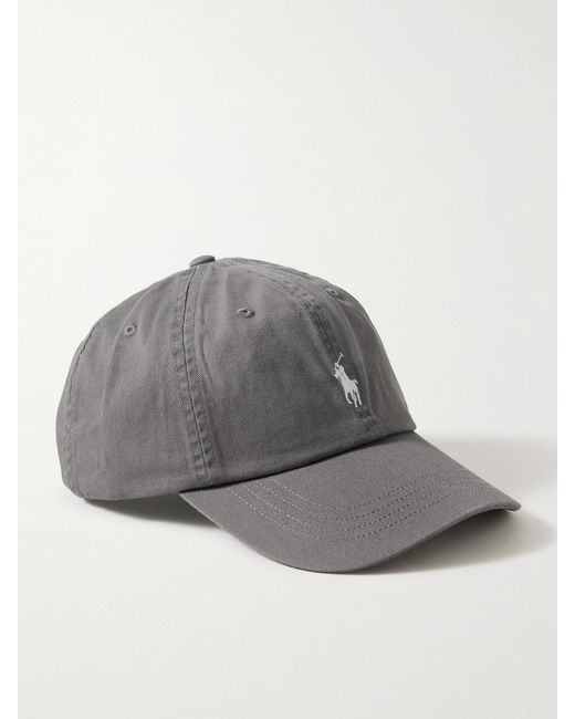 Polo Ralph Lauren Gray Embroidered Cotton-Twill Cap