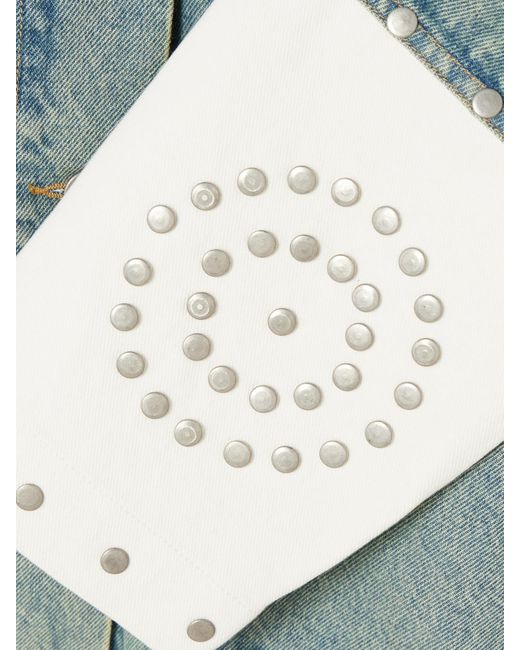 Sea Blue Liam Studded Two-Tone Denim Jacket
